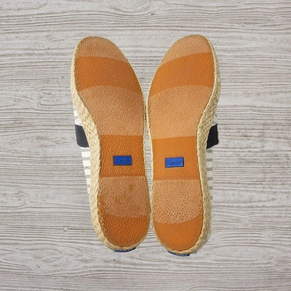 Keds Womens Striped Canvas‎ Espadrille Slip On Sneakers Cream Navy Size 10